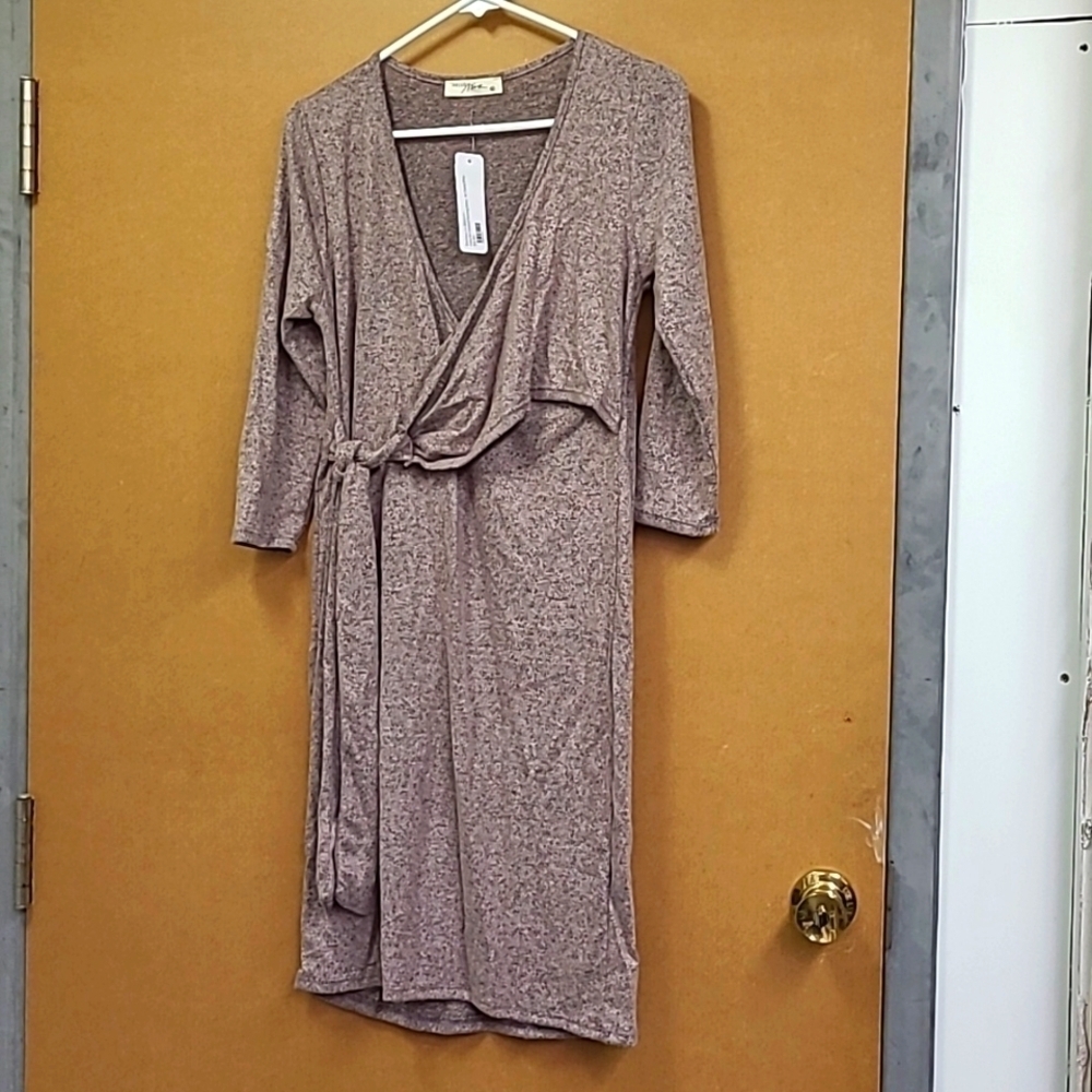Hello Miz Size M Dusty Pink Knit Nursing Wrap Dress
